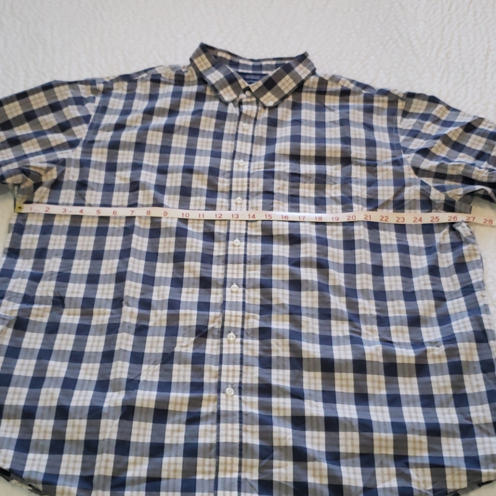 Tan Blue Plaid Short Sleeve Button Down Shirt - Picture 6 of 10